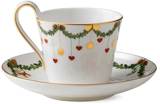 Royal Copenhagen Star Fluted Christmas high-handle cup and saucer - 24 cl