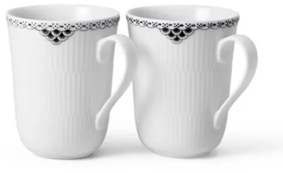 Royal Copenhagen Black Fluted Lace Mug 33 cl 2 pcs